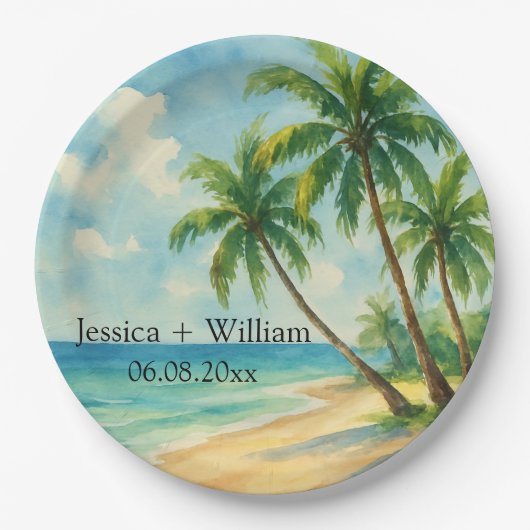 Ocean Tropical Island Beach bruiloft Dank u Papieren Bordje (Voorkant)