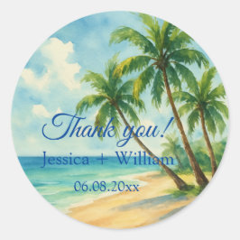 Ocean Tropical Island Beach bruiloft Dank u Ronde Sticker