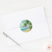 Ocean Tropical Island Beach bruiloft Dank u Ronde Sticker (Envelop)