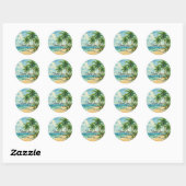 Ocean Tropical Island Beach bruiloft Dank u Ronde Sticker (Vel)