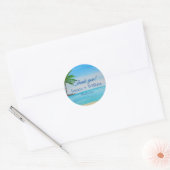 Ocean Tropical Island Beach bruiloft Dank u Ronde Sticker (Envelop)