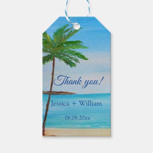 Ocean Tropical Wedding Jubileum Dank u Cadeaulabel (Voorkant)
