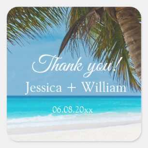 Ocean Tropical Wedding Jubileum Dank u Vierkante Sticker