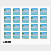 Ocean Tropical Wedding Jubileum Dank u Vierkante Sticker (Vel)
