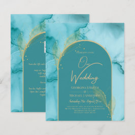 Ocean Turquoise Blauwgroen Gold Wedding