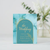 Ocean Turquoise Blauwgroen Gold Wedding (Staand voorkant)