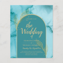 Ocean Turquoise Blauwgroen Gold Wedding Flyer