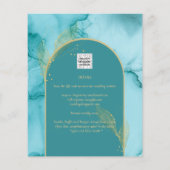 Ocean Turquoise Blauwgroen Gold Wedding Flyer (Achterkant)