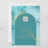 Ocean Turquoise Blauwgroen Gold Wedding Kaart (Achterkant)
