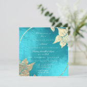 Ocean Turquoise Champaign Floral Birthday Party Kaart (Staand voorkant)