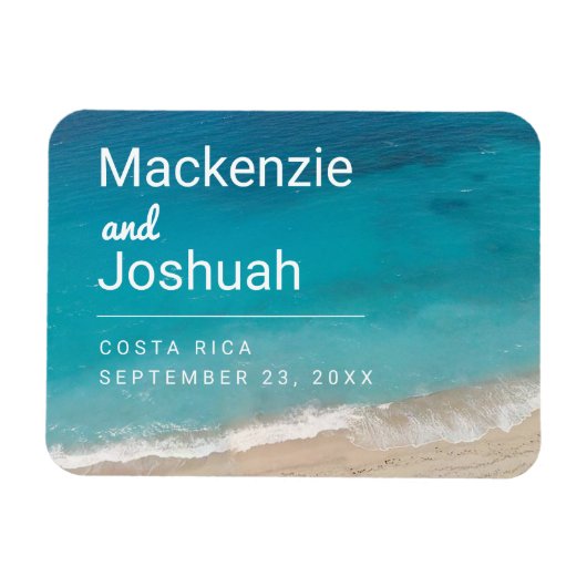 Ocean Turquoise Water Beach Wedding Save the Date Magneet (Horizontaal)
