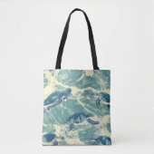 Ocean Turtles-patroon Tote Bag (Voorkant)