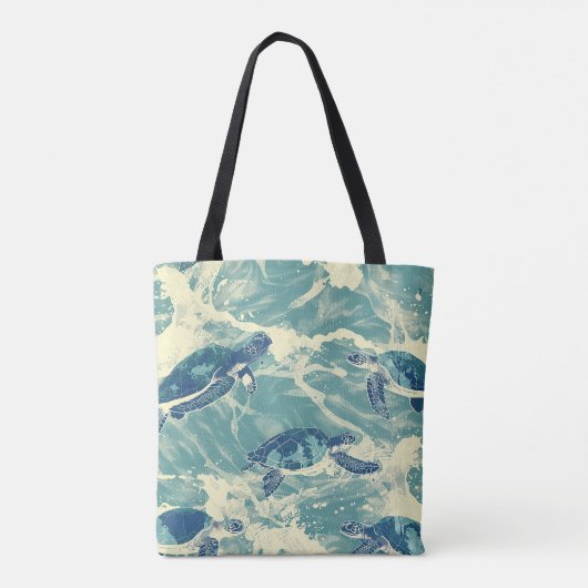 Ocean Turtles-patroon Tote Bag (Achterkant)