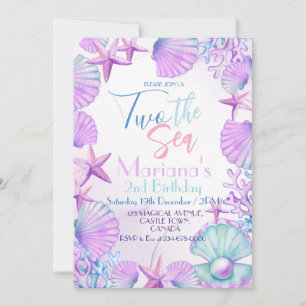 Ocean Two het Zee meisje 2e verjaardagsfeestje Kaart