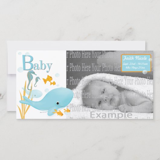 Ocean Uitzicht Baby Fotoaankondiging Aankondiging (Voorkant)