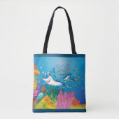 Ocean Uitzicht Background Reed Coral Shark Fish Tote Bag (Voorkant)
