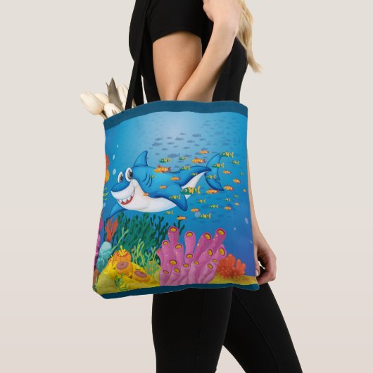 Ocean Uitzicht Background Reed Coral Shark Fish Tote Bag (Dichtbij)
