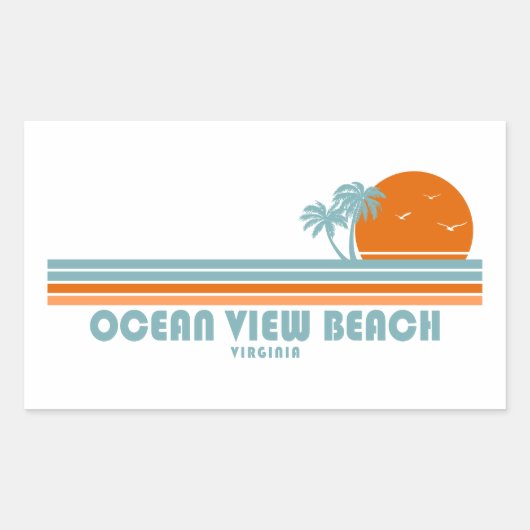 Ocean Uitzicht Beach Virginia Sun Palm Trees Rechthoekige Sticker (Voorkant)