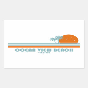 Ocean Uitzicht Beach Virginia Sun Palm Trees Rechthoekige Sticker