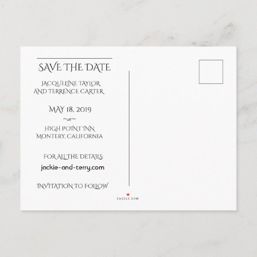 Ocean Uitzicht California Save the Date Aankondigingskaart (Achterkant)