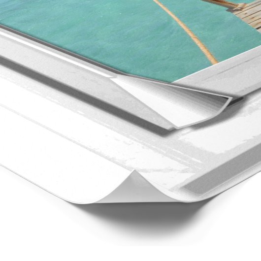 Ocean Uitzicht Faux venster met blindheid Poster (Hoek)