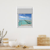 Ocean Uitzicht Faux venster met blindheid Poster (Keuken)