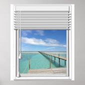 Ocean Uitzicht Faux venster met blindheid Poster (Voorkant)