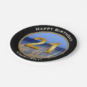 Ocean Uitzicht Happy 21st Birthday met naam Papieren Bordje (Gekanteld)