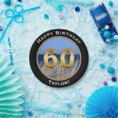 Ocean Uitzicht Happy 60th Birthday met naam Papieren Bordje (Feest)