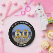 Ocean Uitzicht Happy 60th Birthday met naam Papieren Bordje (Feest)
