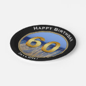 Ocean Uitzicht Happy 60th Birthday met naam Papieren Bordje (Gekanteld)