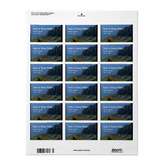 Ocean Uitzicht Hawaii-labels voor de DIY-bride Etiket (Full Sheet)