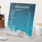 Ocean Uitzicht Salon Service Menu Sign Reclamebord Met Voetstuk (Insitu)
