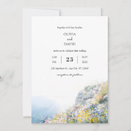 Ocean Uitzicht Wildflowers Clifftop Beach Wedding Kaart