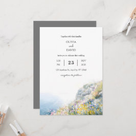 Ocean Uitzicht Wildflowers Clifftop Beach Wedding Kaart