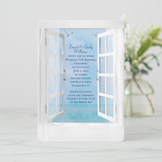 Ocean Uitzicht Windows trouwvoovernieuwing Kaart (Staand voorkant)