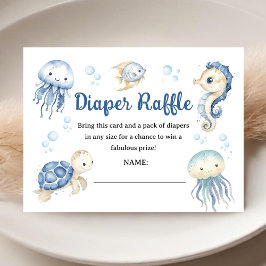 Ocean Under The Sea Baby Shower Boy Diaper Raffle Informatiekaartje