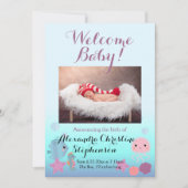 Ocean Under the Zee Beach Meisje Geboorte Aankondi Kaart (Voorkant)