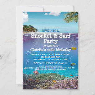 Ocean under the Zee Beach Party Invitation Kaart