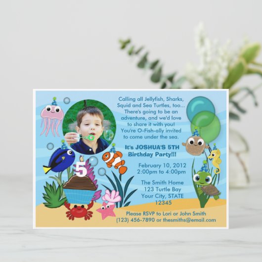 Ocean under the Zee Birthday Invitation Kaart (Staand voorkant)