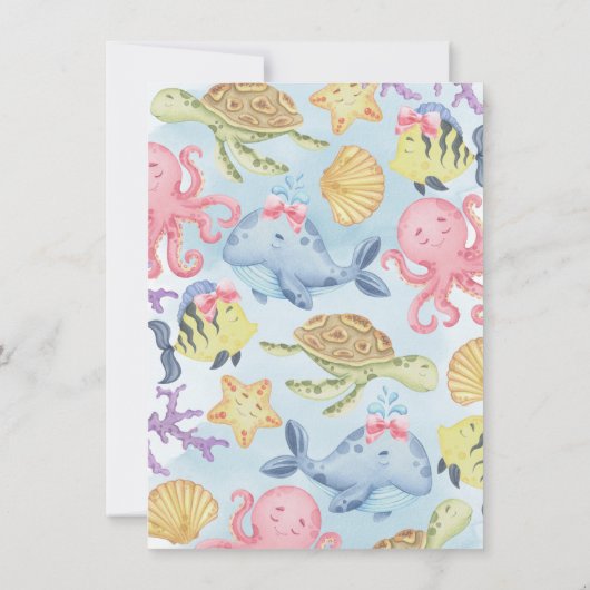 Ocean under the Zee Girl Baby shower Invitation Kaart (Achterkant)