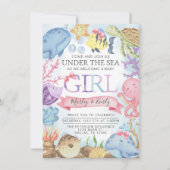 Ocean under the Zee Girl Baby shower Invitation Kaart (Voorkant)