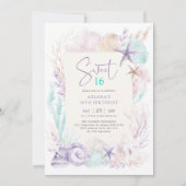 Ocean Under the Zee Mermaid Sweet 16 Verjaardag Kaart (Voorkant)