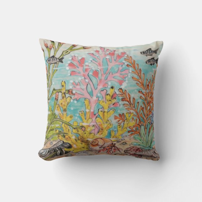 Ocean Undersea Hermit Crab Fish Beach House Kussen (Voorkant)