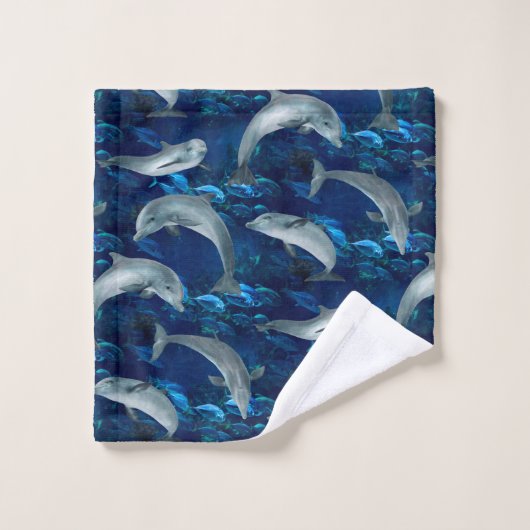 Ocean Underwater Dolphins en Fish Bad Handdoek (Wasdoekje)