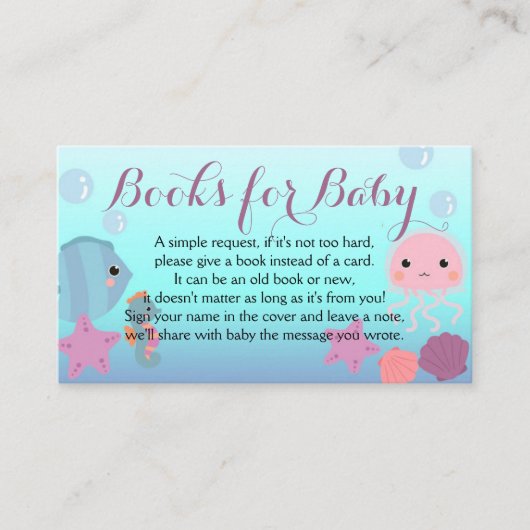 Ocean Underwater Zee Baby shower Boeken voor Baby Informatiekaartje (Voorkant)