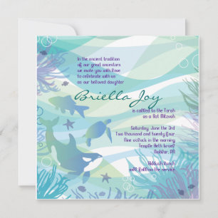 Ocean Underwater Zee Life Bat Mitzvah Uitnodiging