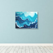 Ocean Veins – Deep Sea Fluid 16"x12" Abstract Canvas Afdruk (Insitu (Houten vloer))