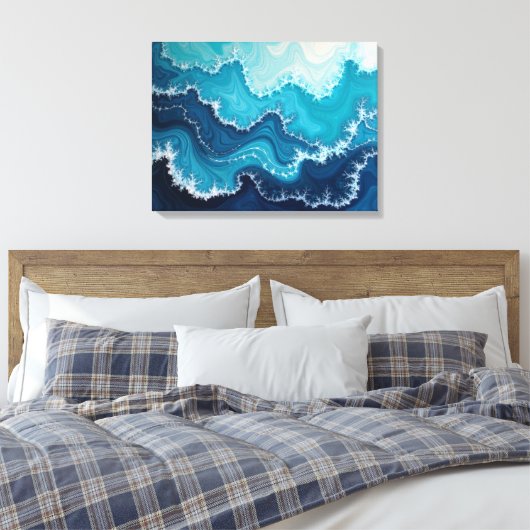 Ocean Veins – Deep Sea Fluid 24"x18" Abstract Canvas Afdruk (Insitu (Slaapkamer))