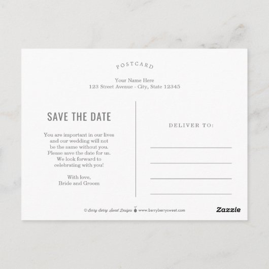 Ocean Vibes Beach Wedding Save the Date Briefkaart (Achterkant)